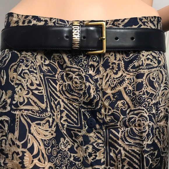 MOSCHINO Auth Signature Logo Letters Belt Leather - Picture 2 of 6